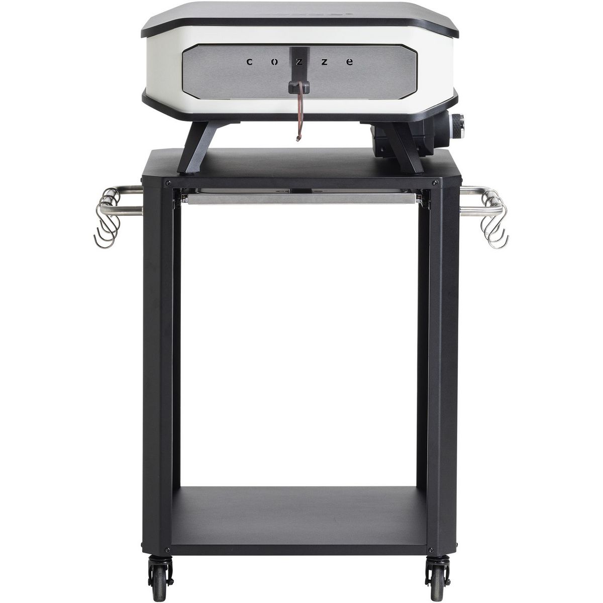 COZZE Table d'extérieur pour four à pizza - Planche à découper en acier inoxydable - Noir