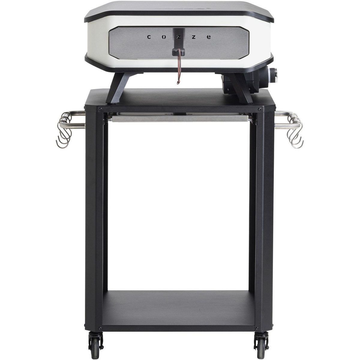 COZZE Table d'extérieur pour four à pizza - Planche à découper en acier inoxydable - Noir