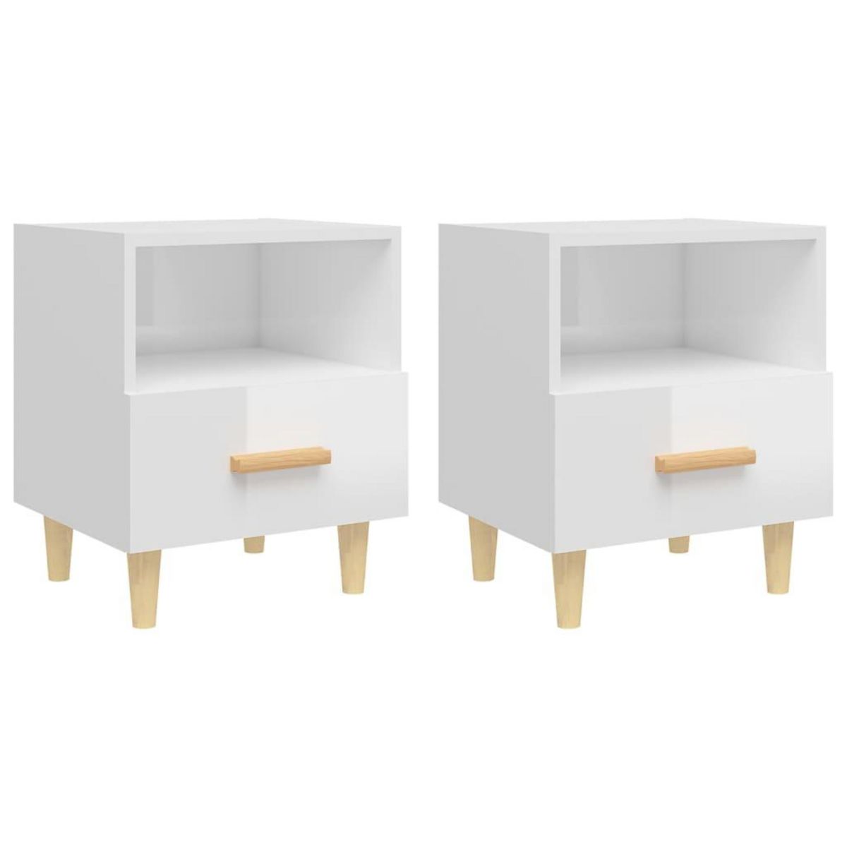 VIDAXL Tables de chevet 2 pcs blanc brillant 40x35x47 cm