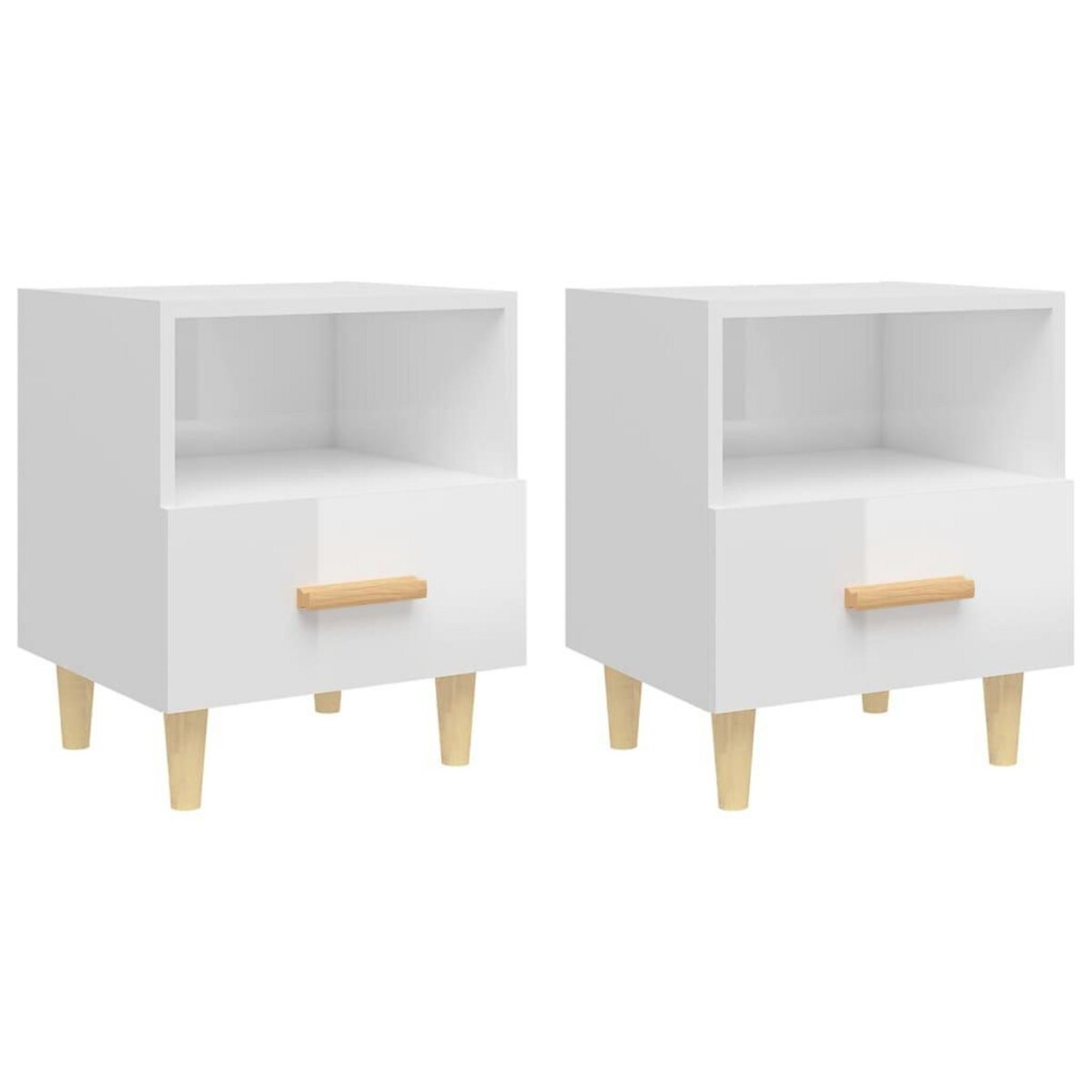 VIDAXL Tables de chevet 2 pcs blanc brillant 40x35x47 cm
