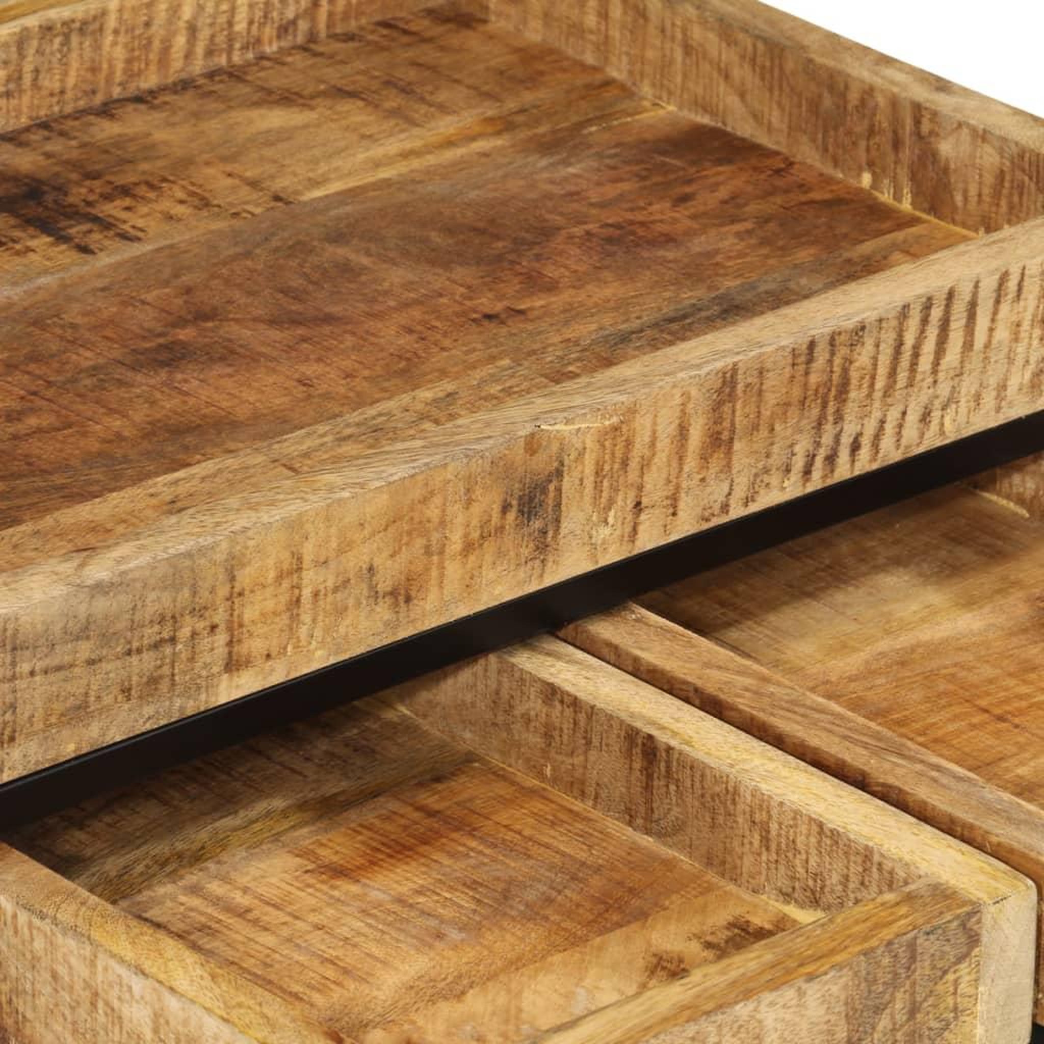 Voir la diapositive 5 : VIDAXL Tables basses gigognes 3pcs bois de manguier massif brut et fer
