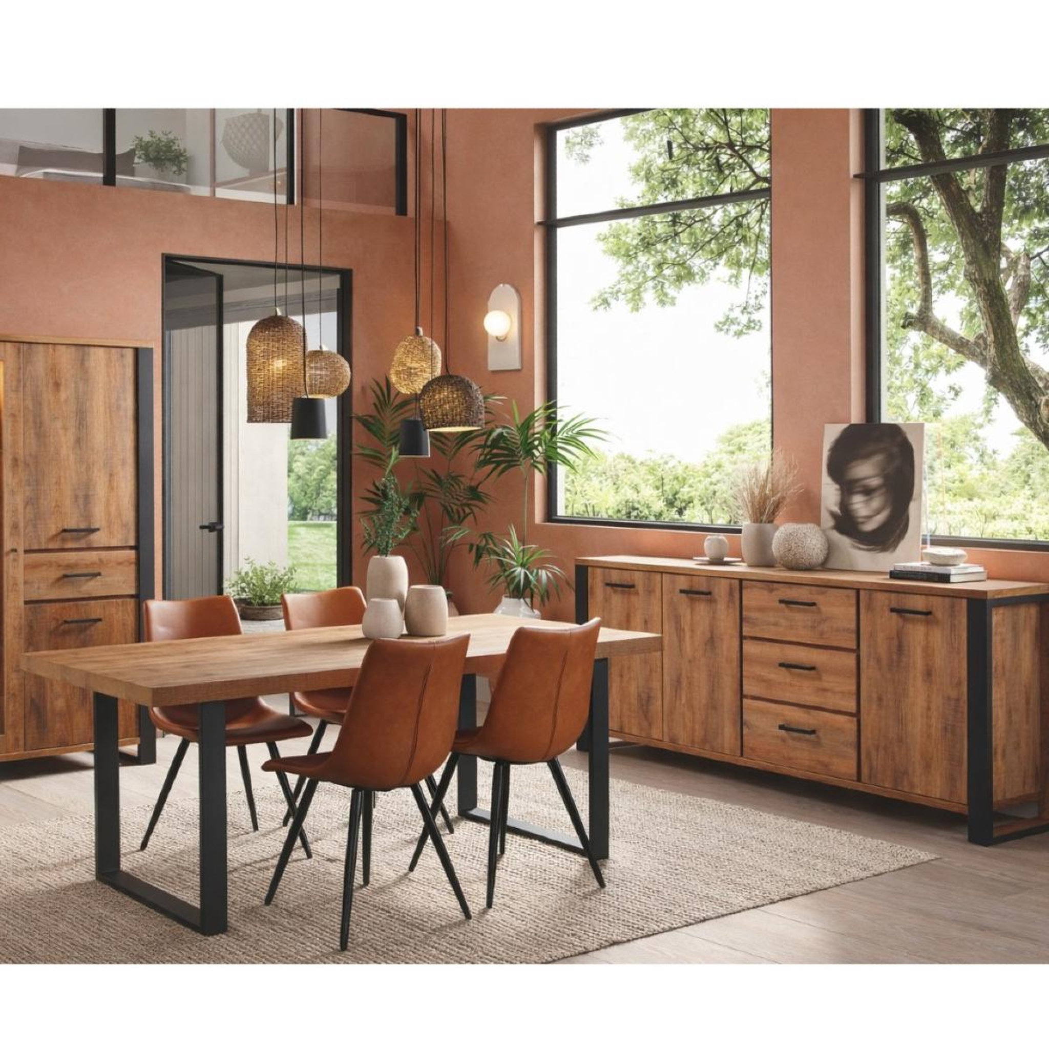 JLC KREATION Salle à manger complète mona (buffet +table pied u)