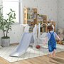 HOMCOM Portique enfant toboggan et balançoire avec panier de basket-ball - aire de jeux 3 en 1 - usage intérieur extérieur - blanc gris