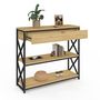 Voir la diapositive 4 : ID MARKET Console 1 tiroir WAYNE 2 étagères design industriel
