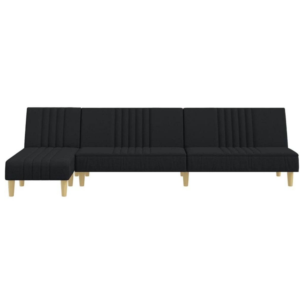 VIDAXL Canape-lit en forme de L noir 255x140x70 cm tissu