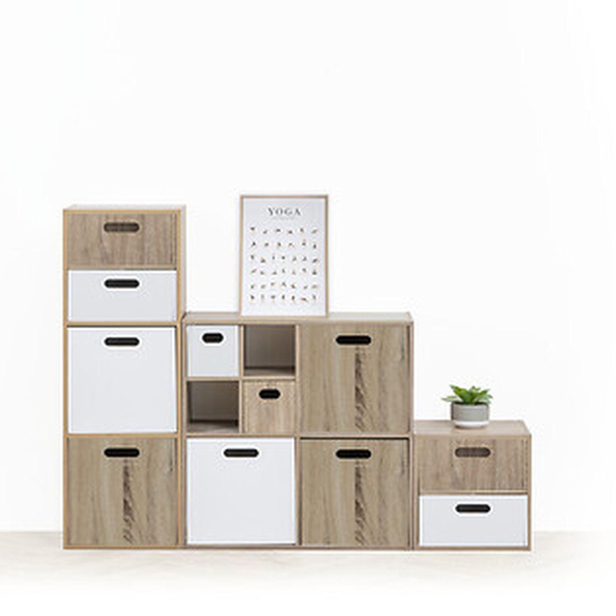 Voir la diapositive 5 : TOILINUX Lot de 6 Boîtes de rangement effet bois en MDF Mix n' modul