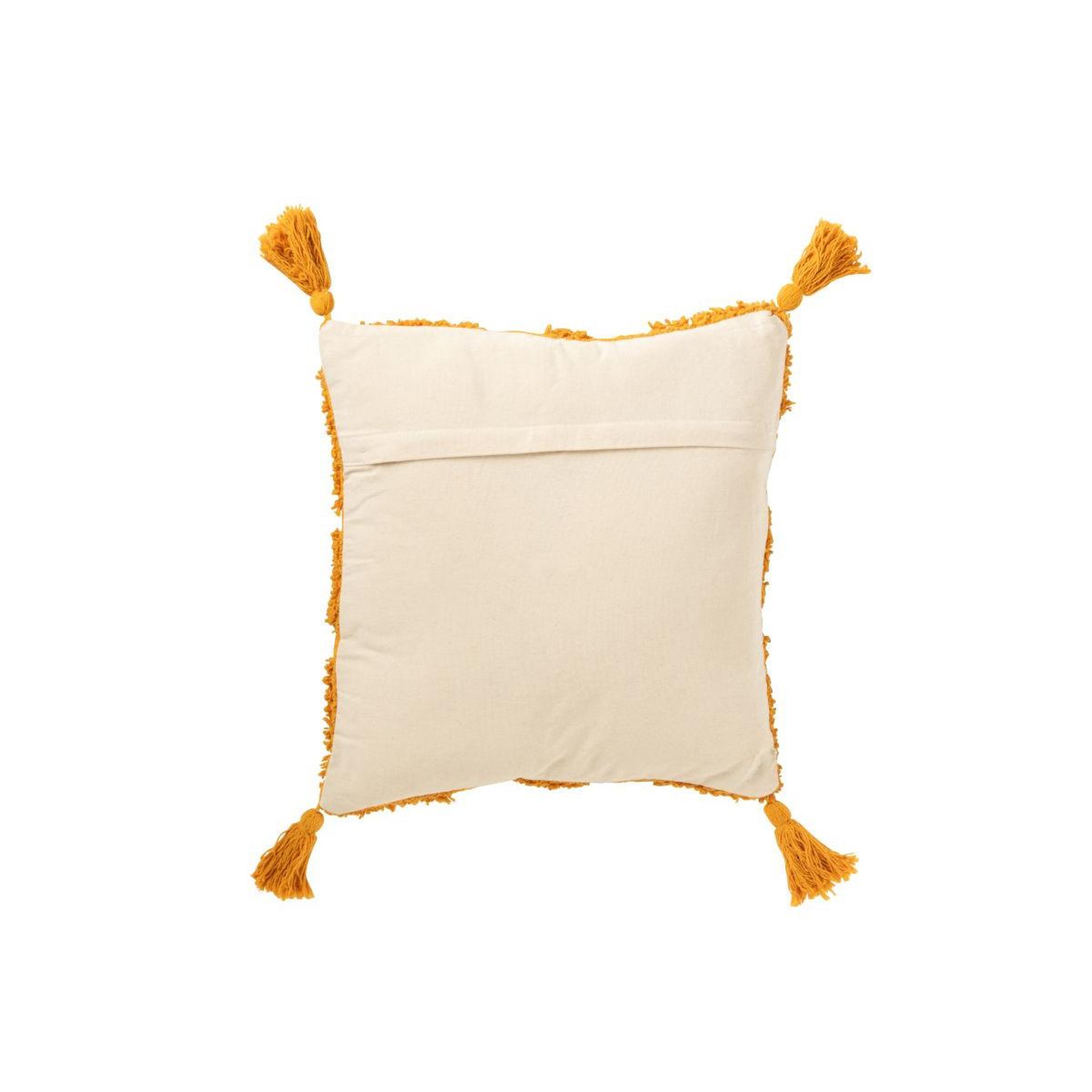Voir la diapositive 2 : J-LINE Coussin déco tufté  efren  50x50cm ocre