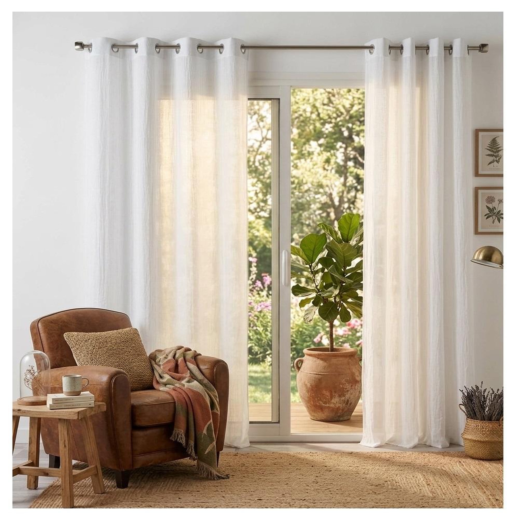 Voir la diapositive 2 : Eden Voilage en polycoton mitsy design et moderne
