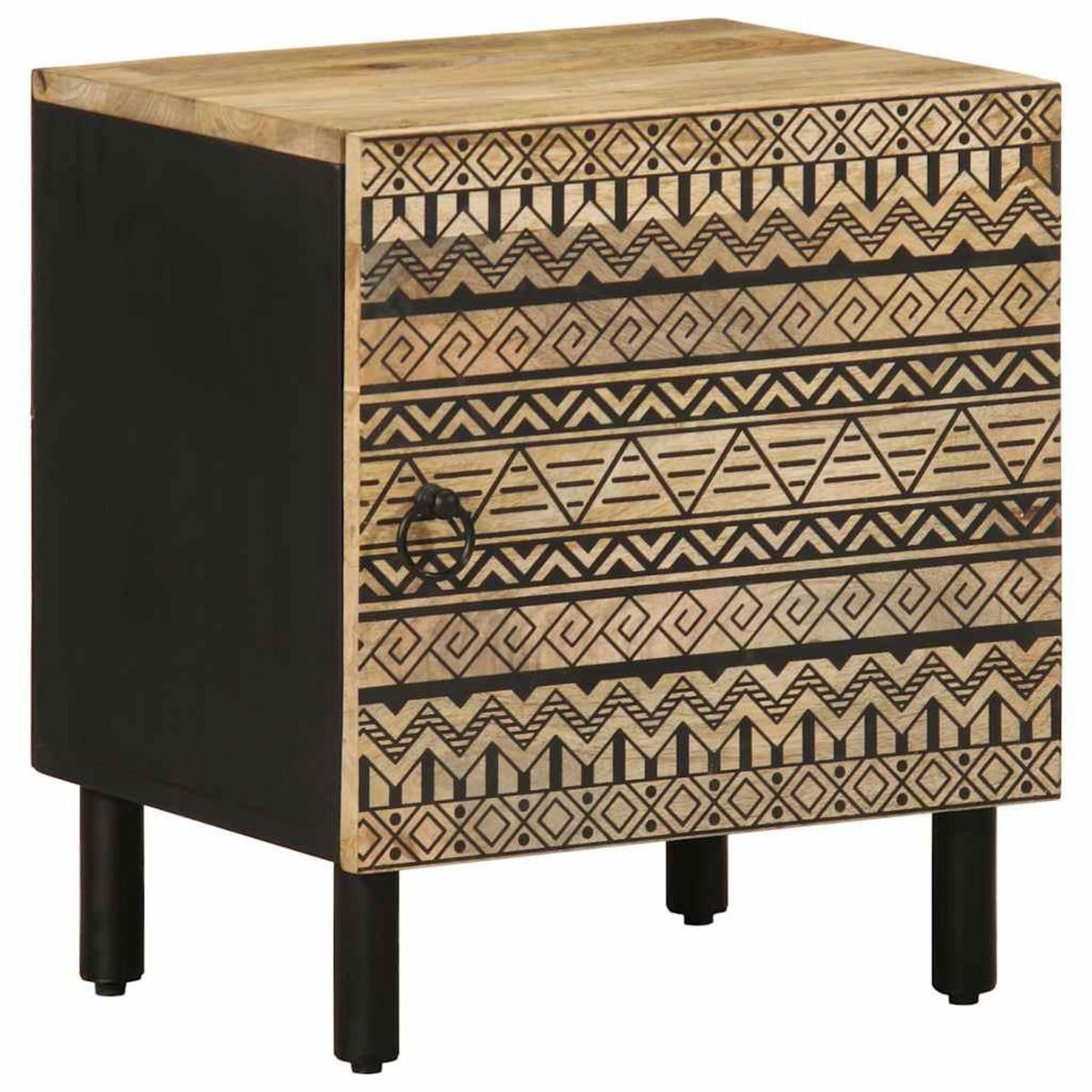 VIDAXL Tables de chevet 2 pcs noir bois de manguier massif brut