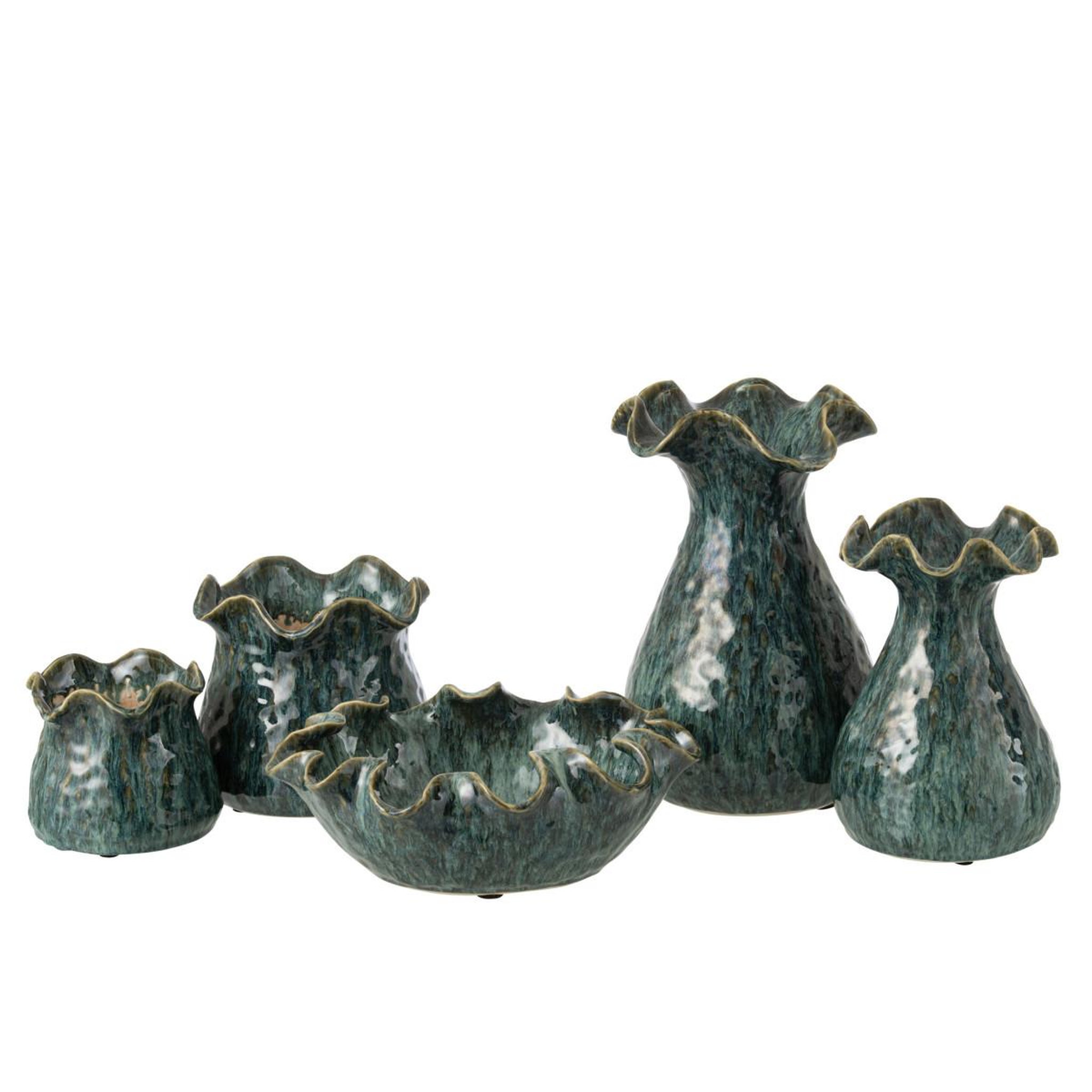 Voir la diapositive 3 : J-LINE Cache-pot déco en argile  roni  20cm bleu