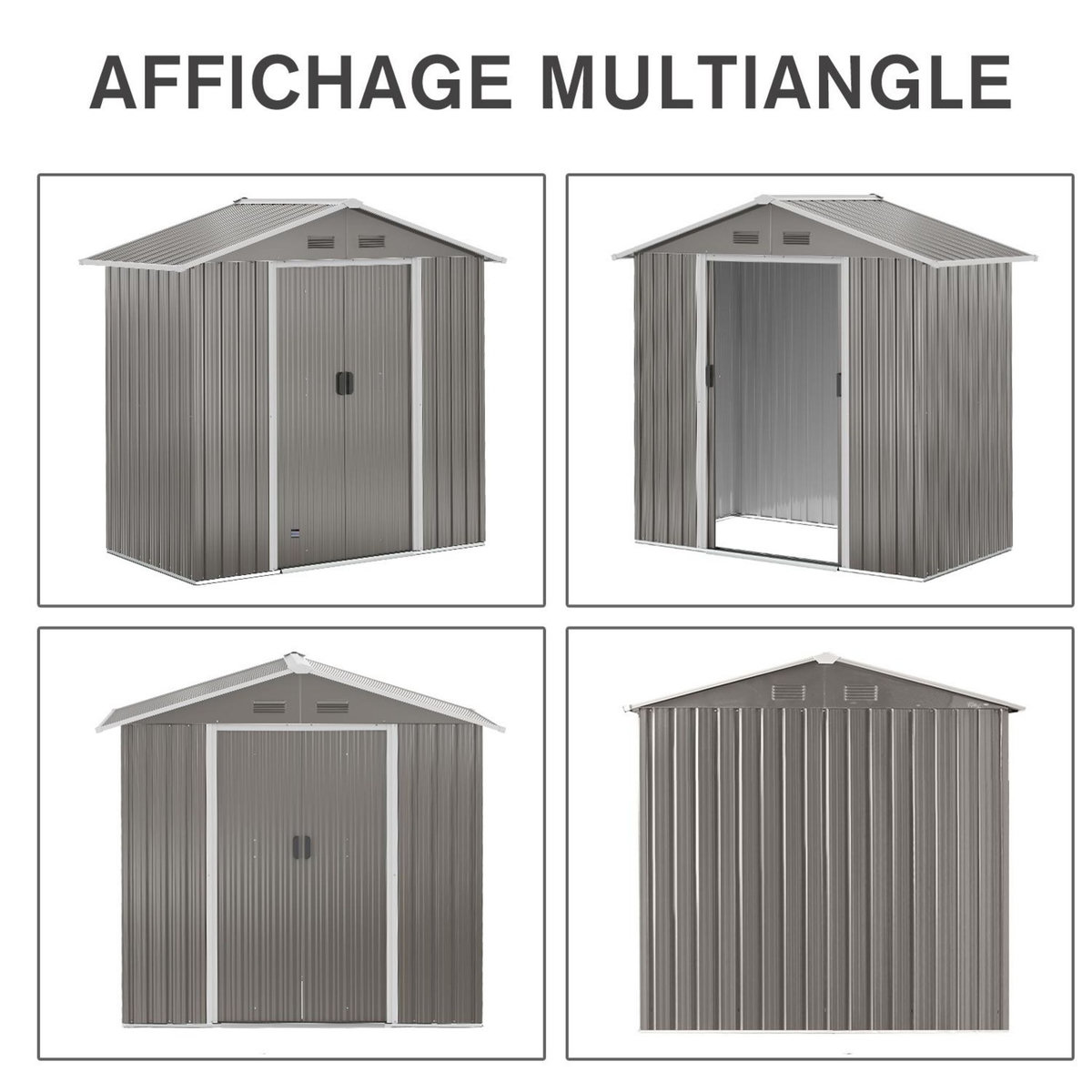 OUTSUNNY Abri de jardin - remise pour outils - cabanon porte verrouillable - dim. 194L x 110l x 184H cm - tôle d'acier gris