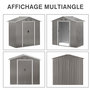 Voir la diapositive 4 : OUTSUNNY Abri de jardin - remise pour outils - cabanon porte verrouillable - dim. 194L x 110l x 184H cm - tôle d'acier gris