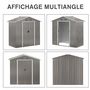 Voir la diapositive 4 : OUTSUNNY Abri de jardin - remise pour outils - cabanon porte verrouillable - dim. 194L x 110l x 184H cm - tôle d'acier gris