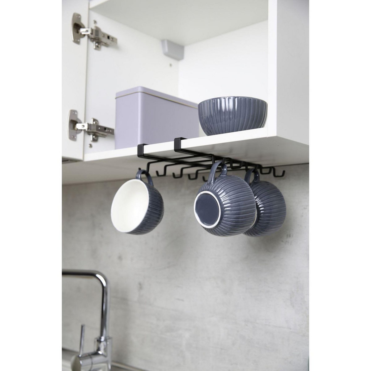 Wenko Accroche-tasses en métal pour étagère - Noir