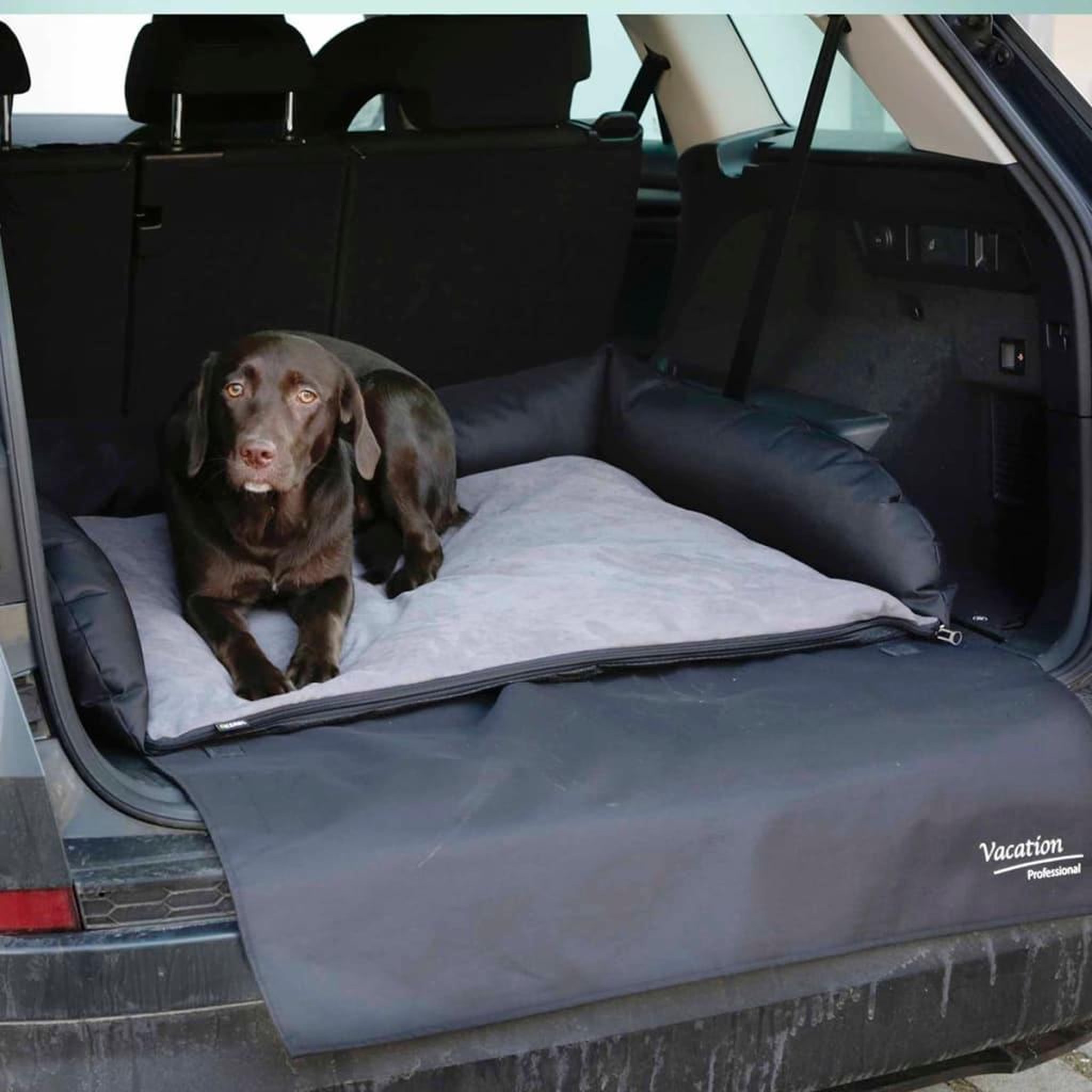 Voir la diapositive 1 : KERBL Kerbl Lit de voiture pour chiens 95x75x16 cm Gris et noir 80584