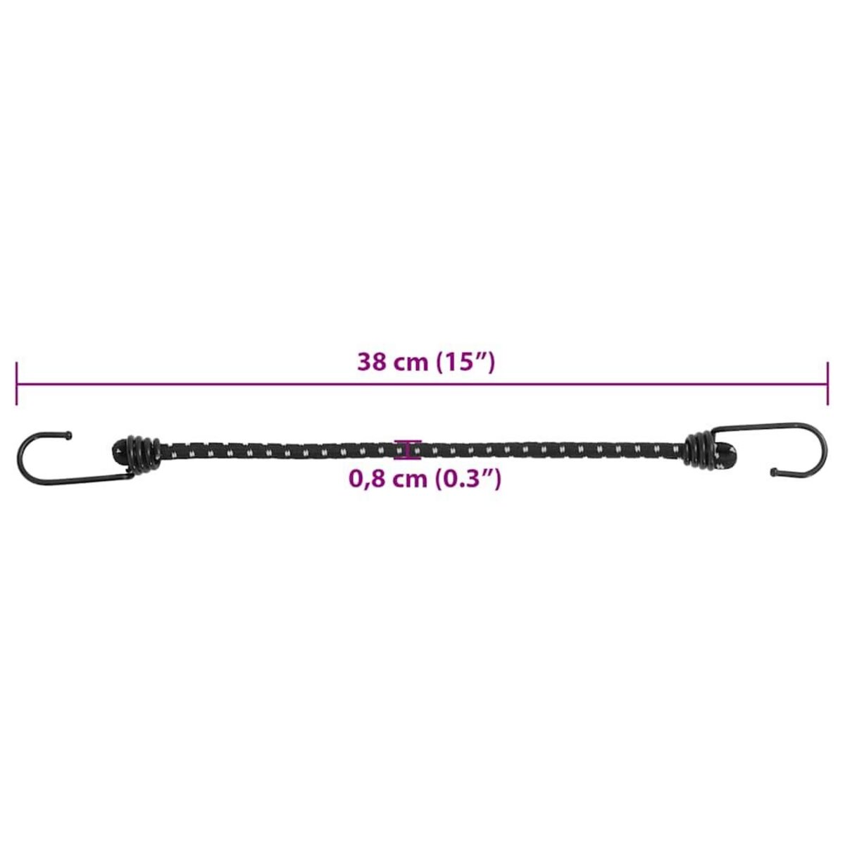 VIDAXL Cordes elastiques avec bandes reflechissantes et crochets 50pcs