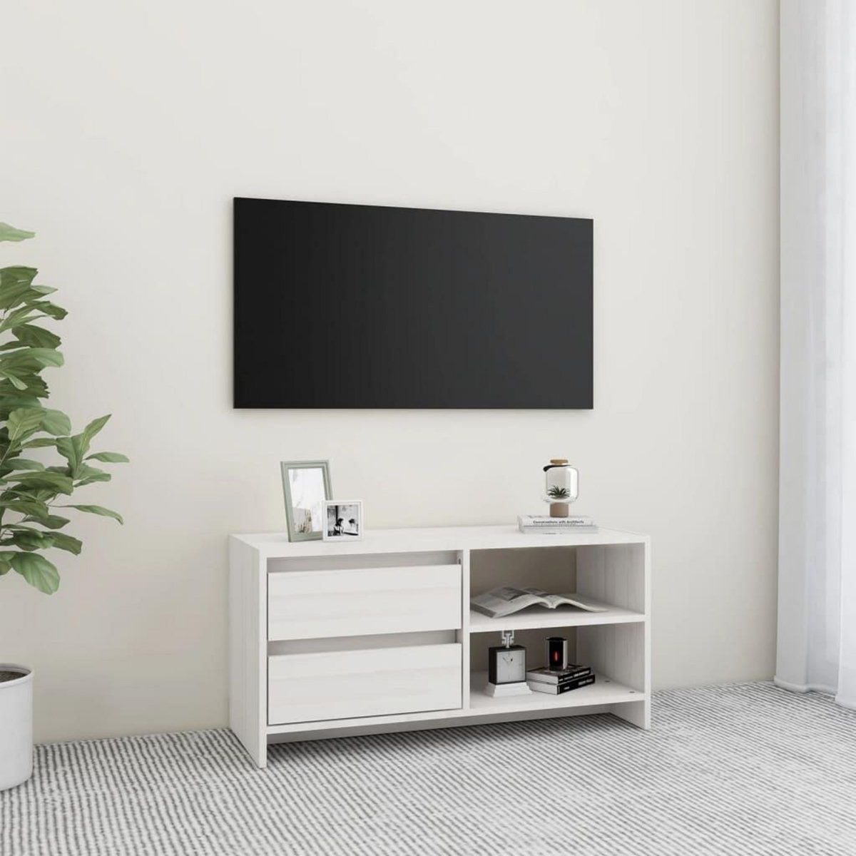 VIDAXL Meuble TV Blanc 80x31x39 cm Bois de pin massif