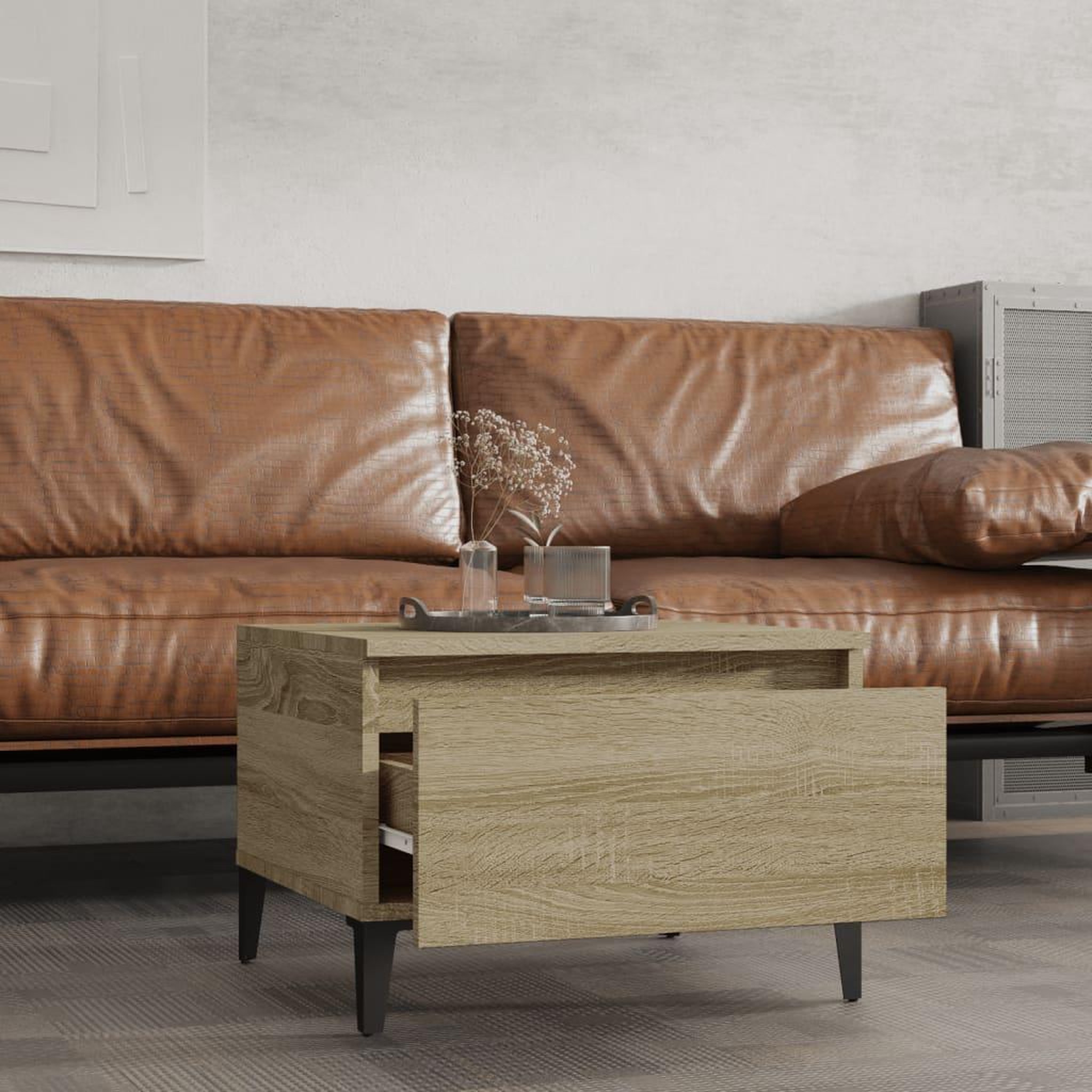 Voir la diapositive 3 : VIDAXL Table d'appoint Chene sonoma 50x46x35 cm Bois d'ingenierie