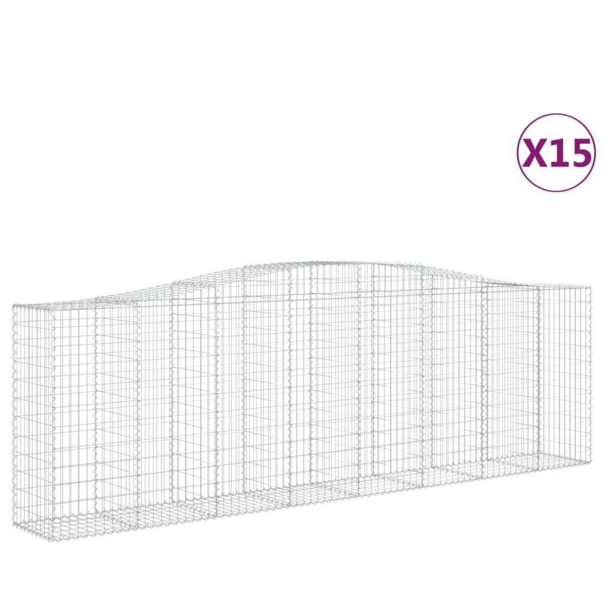 VIDAXL Paniers a gabions arques 15 pcs 400x50x120/140 cm Fer galvanise