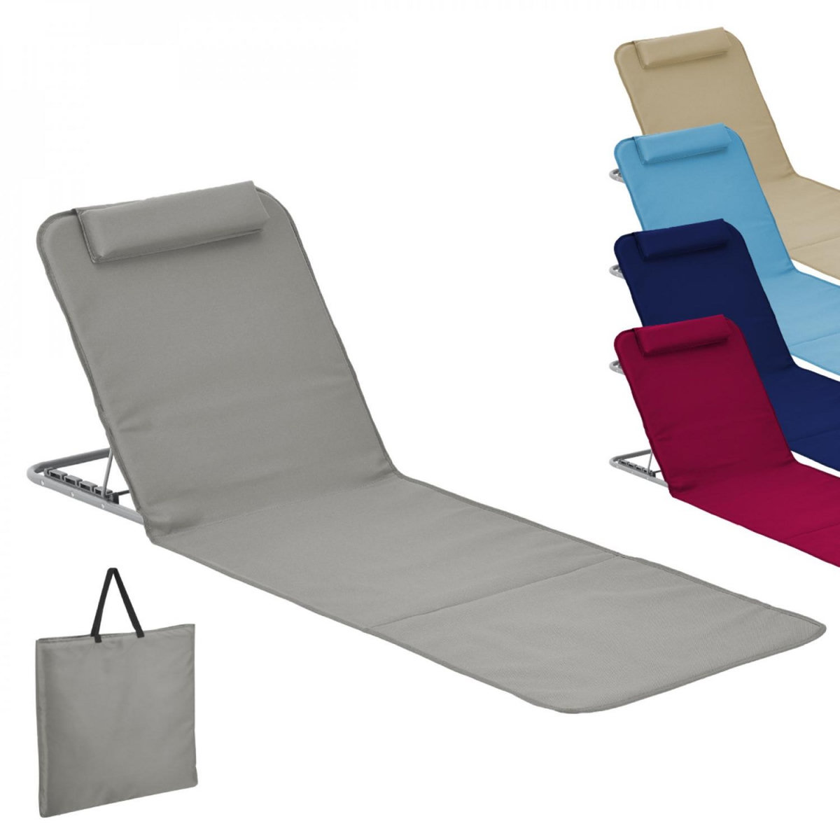 LINXOR Matelas, transat, tapis de plage avec dossier inclinable et sac de transport