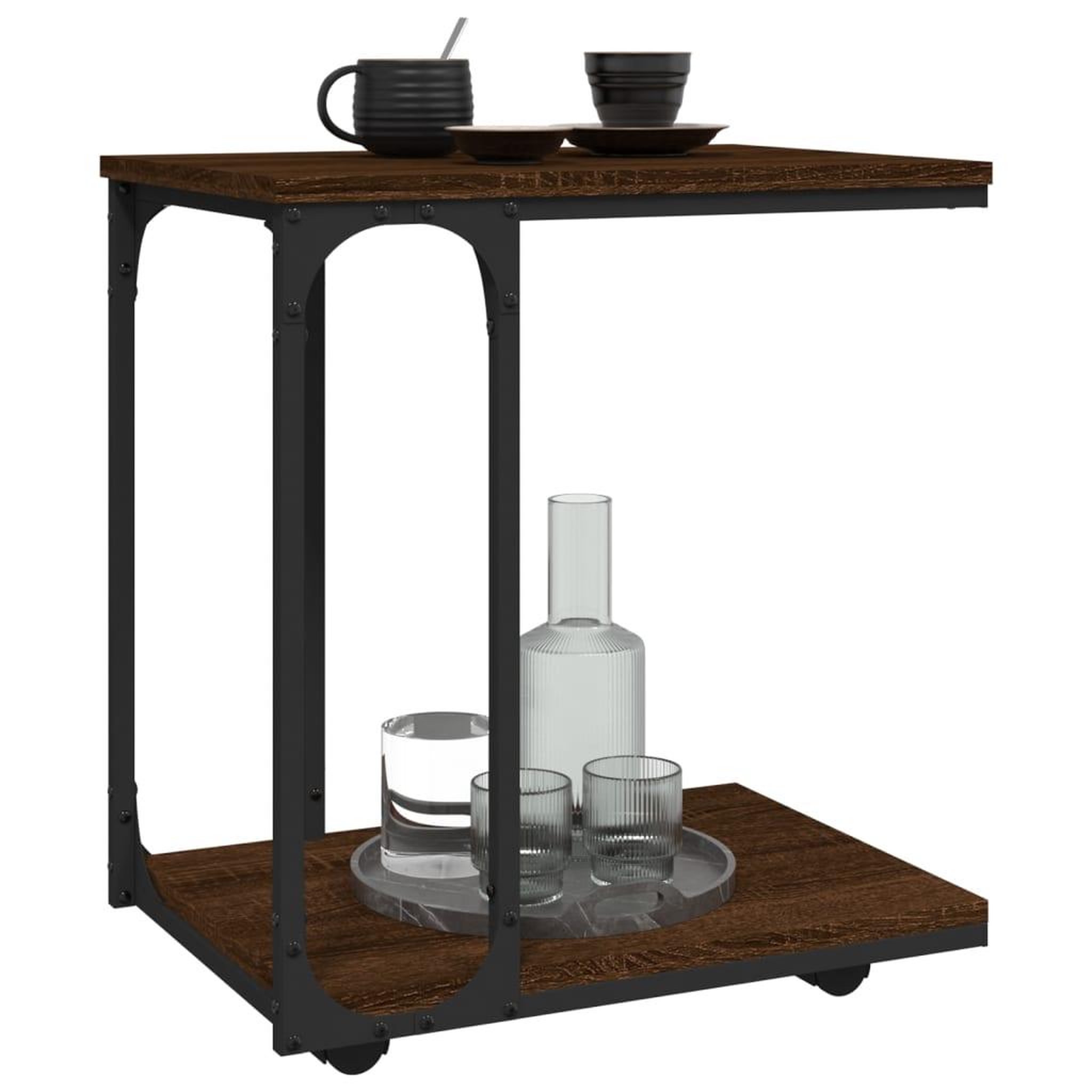 Voir la diapositive 4 : VIDAXL Table d'appoint a roues Chene marron 50x35x55,5 cm