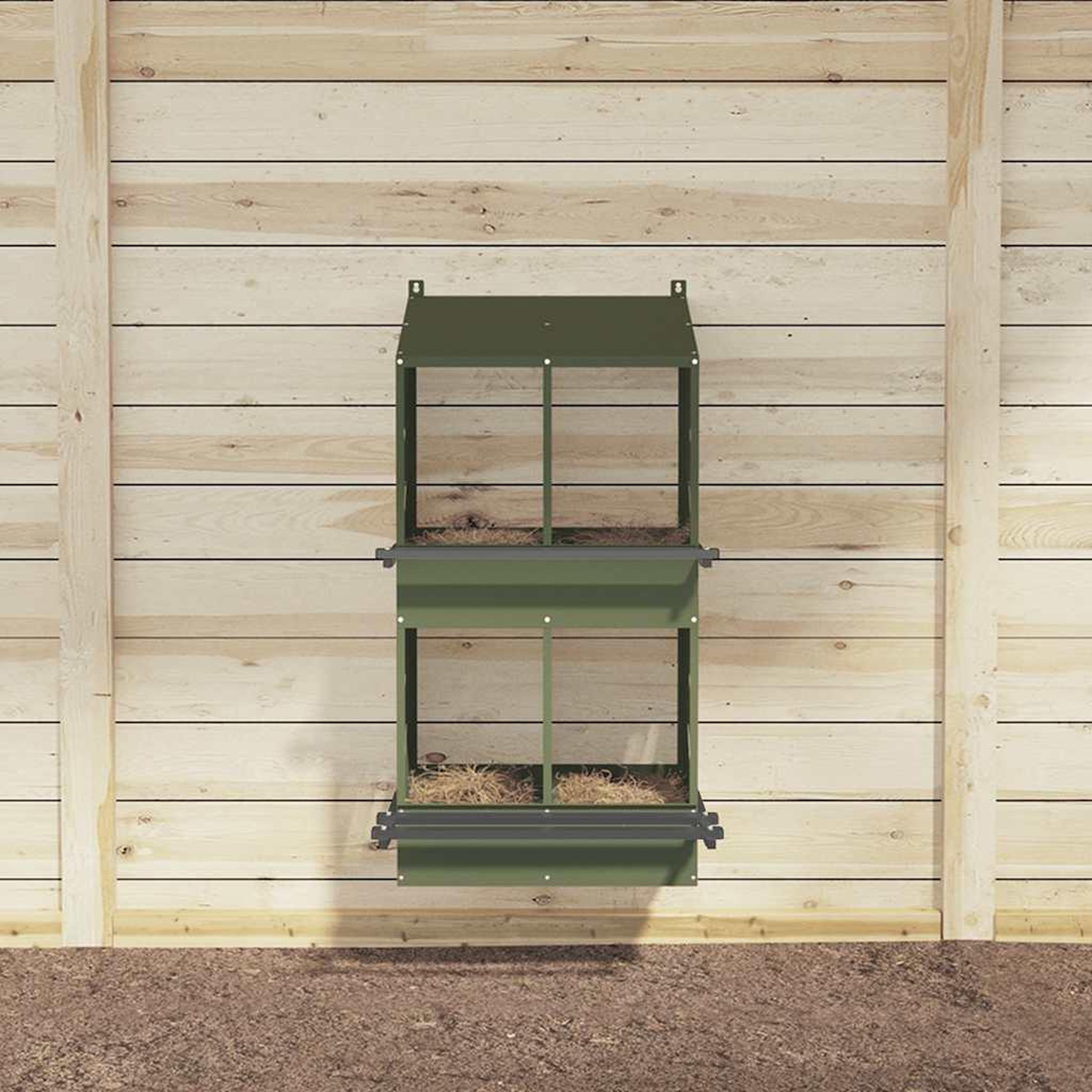 Voir la diapositive 3 : VIDAXL Nichoir a poules avec 4 compartiments vert olive metal