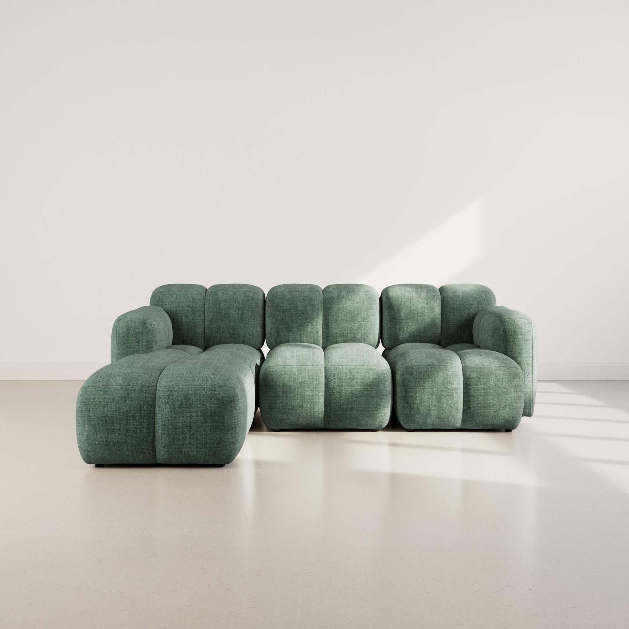 Voir la diapositive 2 : BEST MOBILIER Grace - canapé modulable d'angle réversible 4 places en velours texturé