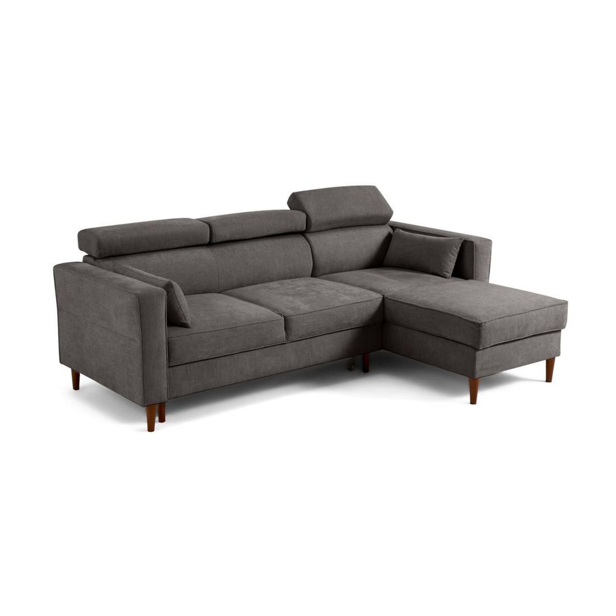 BEST MOBILIER Alicante - canapé d'angle réversible convertible avec têtières - coffre - 4 places - en tissu texturé