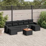 VIDAXL Salon de jardin 8 pcs avec coussins noir resine tressee