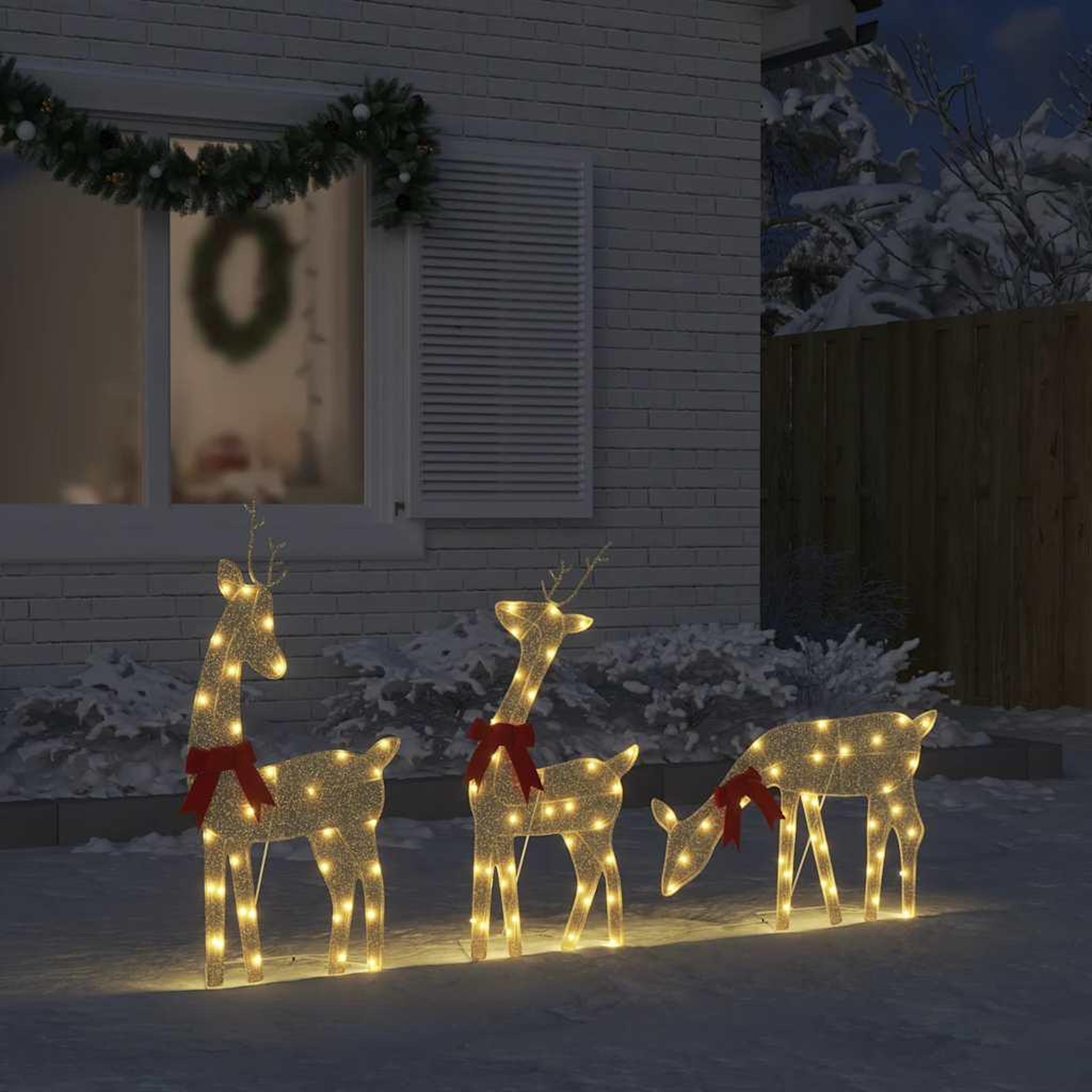 VIDAXL Decoration de Noël renne 3 pcs 90 LED blanc chaud