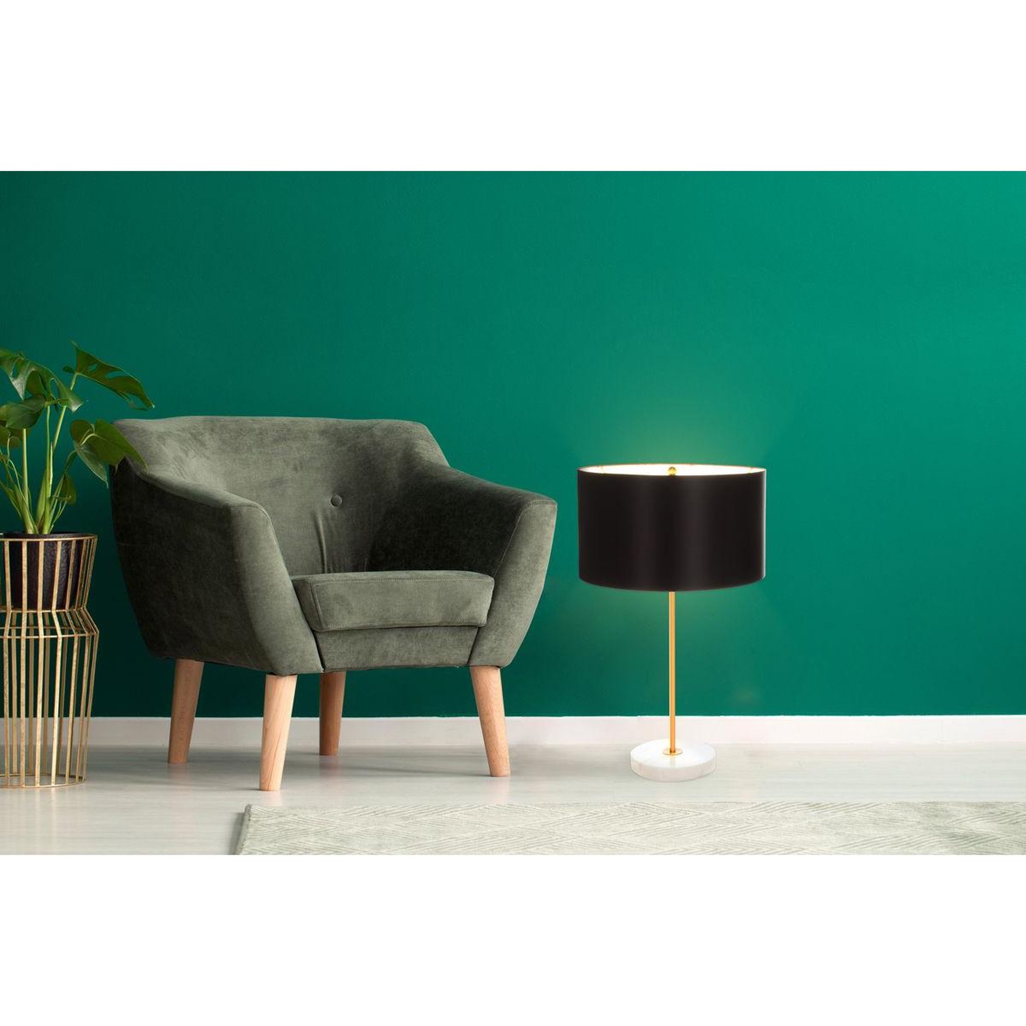 Voir la diapositive 2 : Paris Prix Lampe à poser design  piona  65cm noir & or