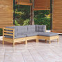 Voir la diapositive 1 : VIDAXL Salon de jardin 4 pcs avec coussins gris Bois de pin