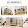 Voir la diapositive 2 : PAWHUT Barrière de sécurité chien pliable modulable 3 panneaux une porte dim. max. L.202,5 x H.76 cm - acier noir
