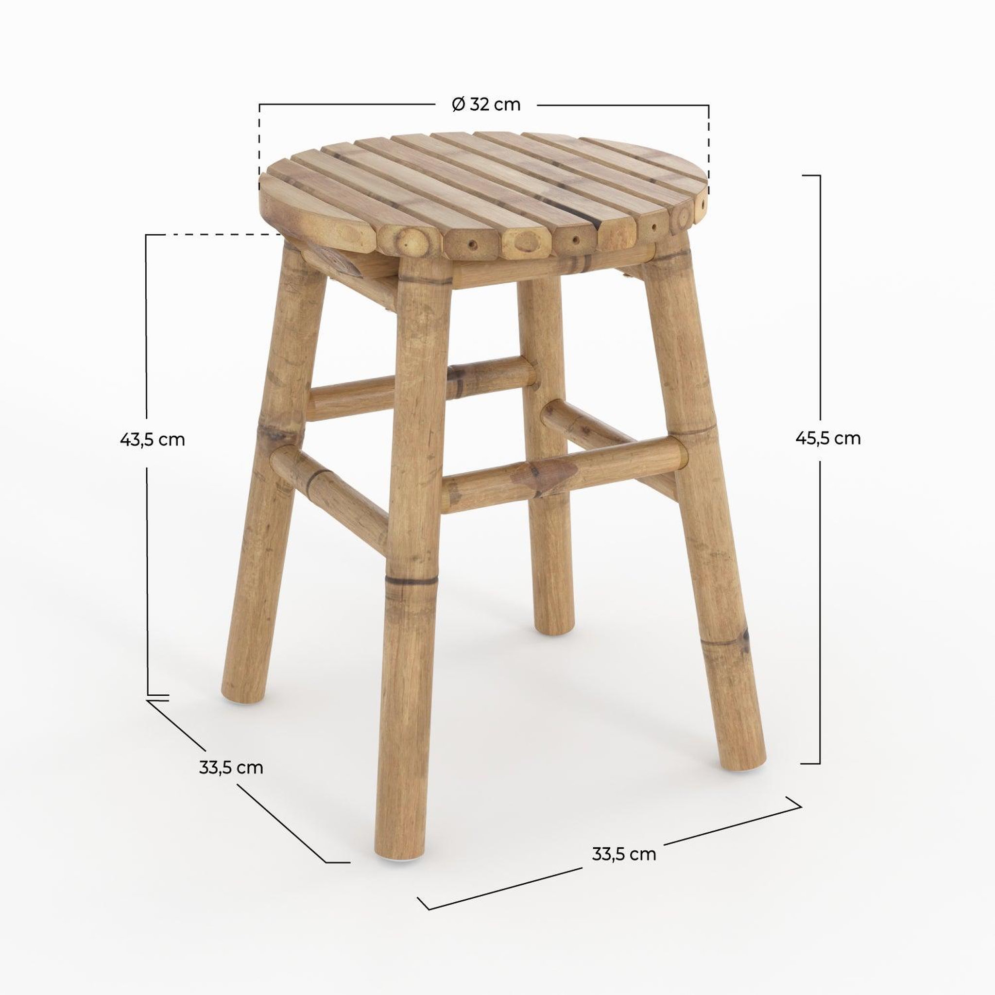 Voir la diapositive 4 : MAISON PAVANE Tabouret de jardin en bambou h45,5 cm-polly