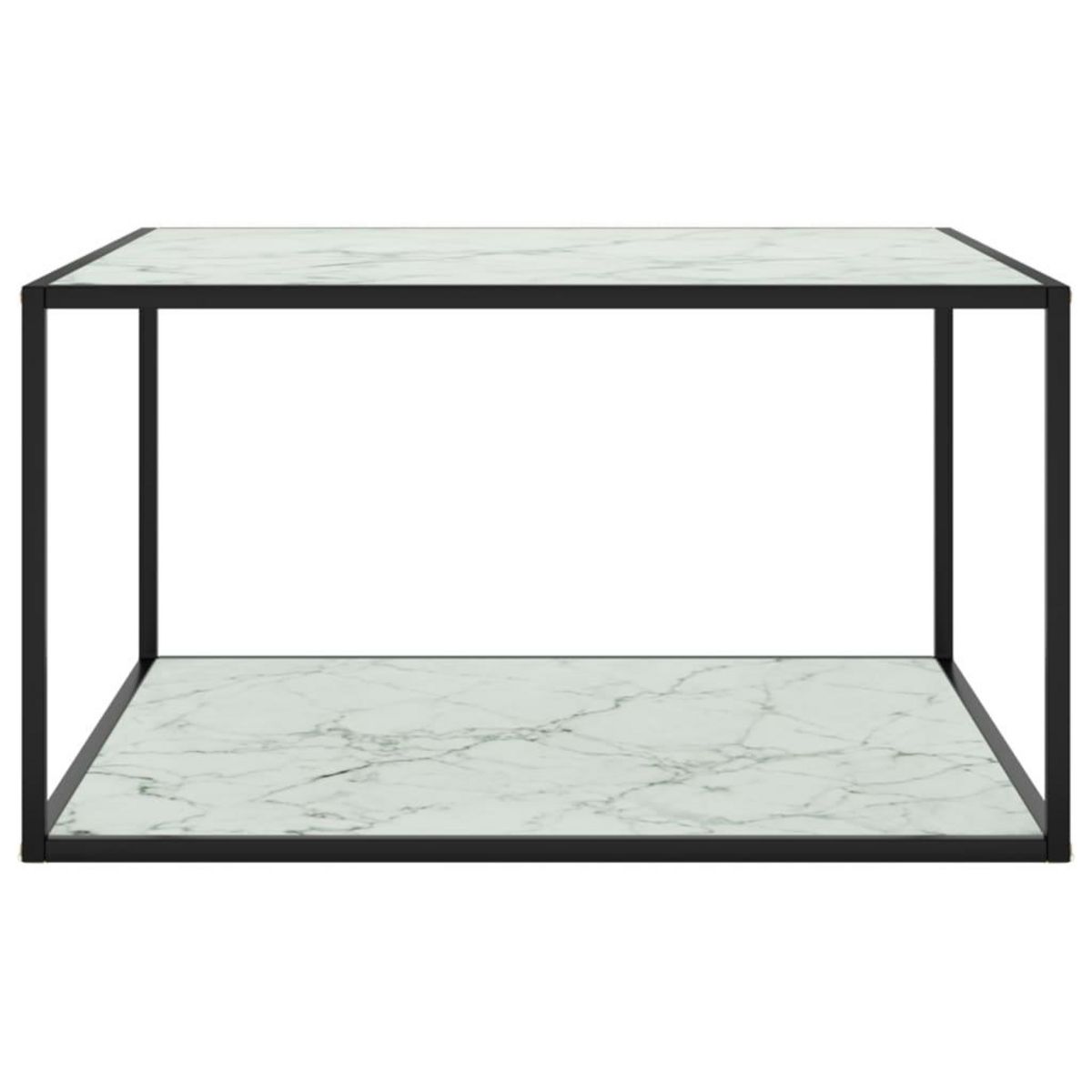 VIDAXL Table basse Noir avec verre marbre blanc 90x90x50 cm