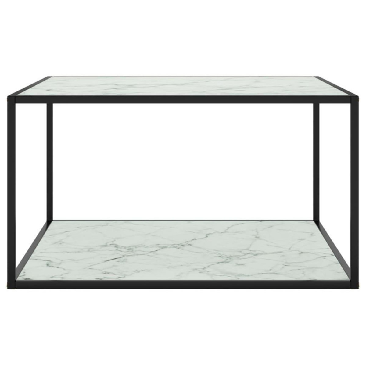 VIDAXL Table basse Noir avec verre marbre blanc 90x90x50 cm