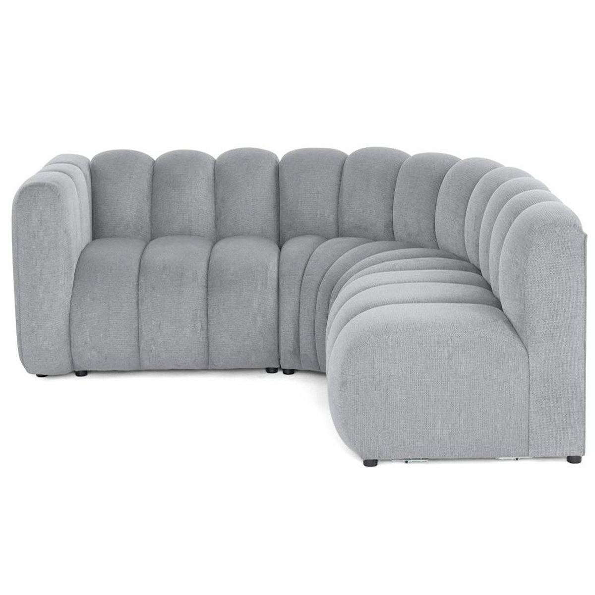 LISA DESIGN Debbie - canapé modulable d'angle droit 4 places avec accoudoir en tissu texturé