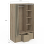 Voir la diapositive 4 : ID MARKET Dressing penderie DIANE 105 x 50 x 172 cm hêtre avec étagères + boites de rangement + rideau taupe