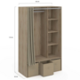 Voir la diapositive 4 : ID MARKET Dressing penderie DIANE 105 x 50 x 172 cm hêtre avec étagères + boites de rangement + rideau taupe
