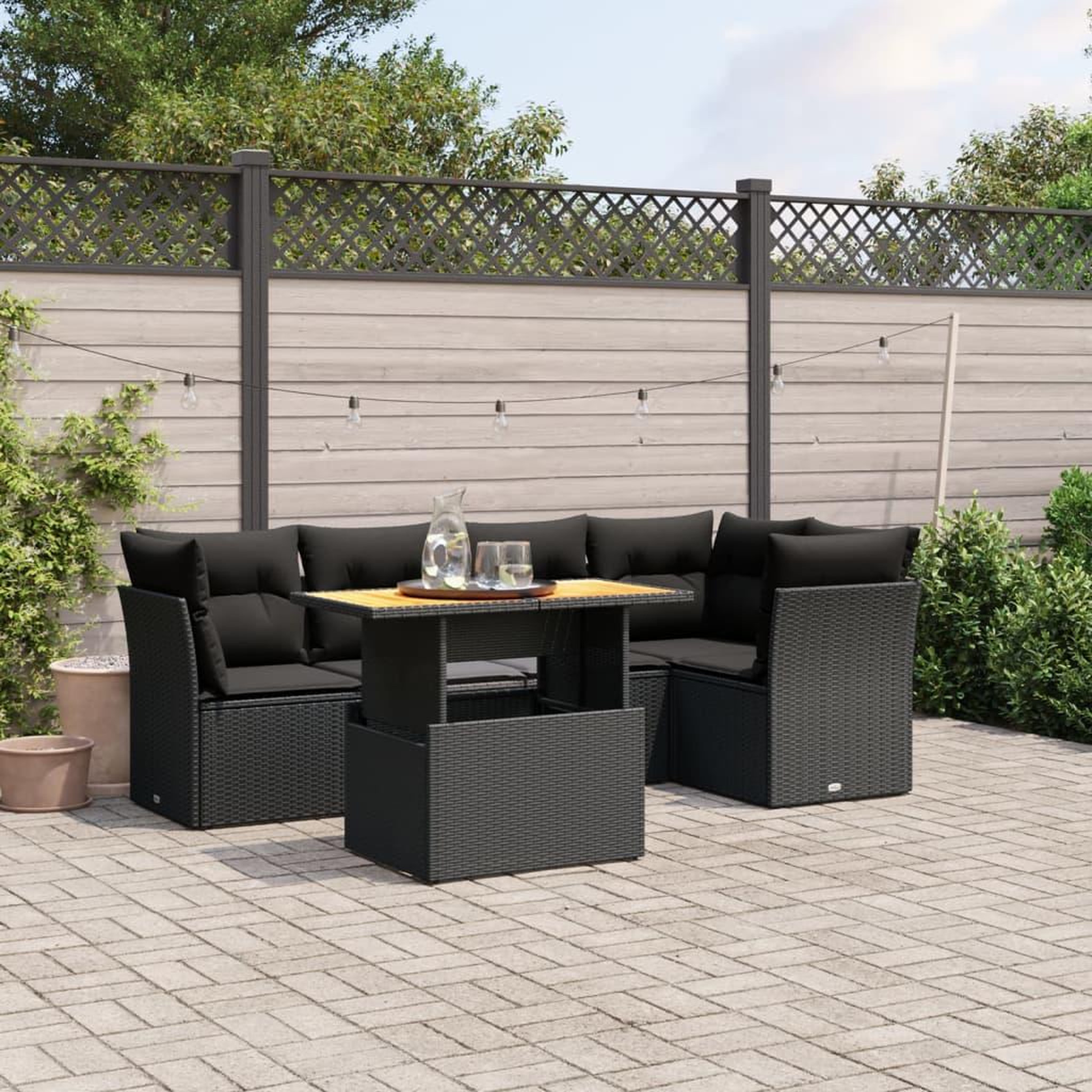 VIDAXL Salon de jardin 5 pcs avec coussins noir resine tressee