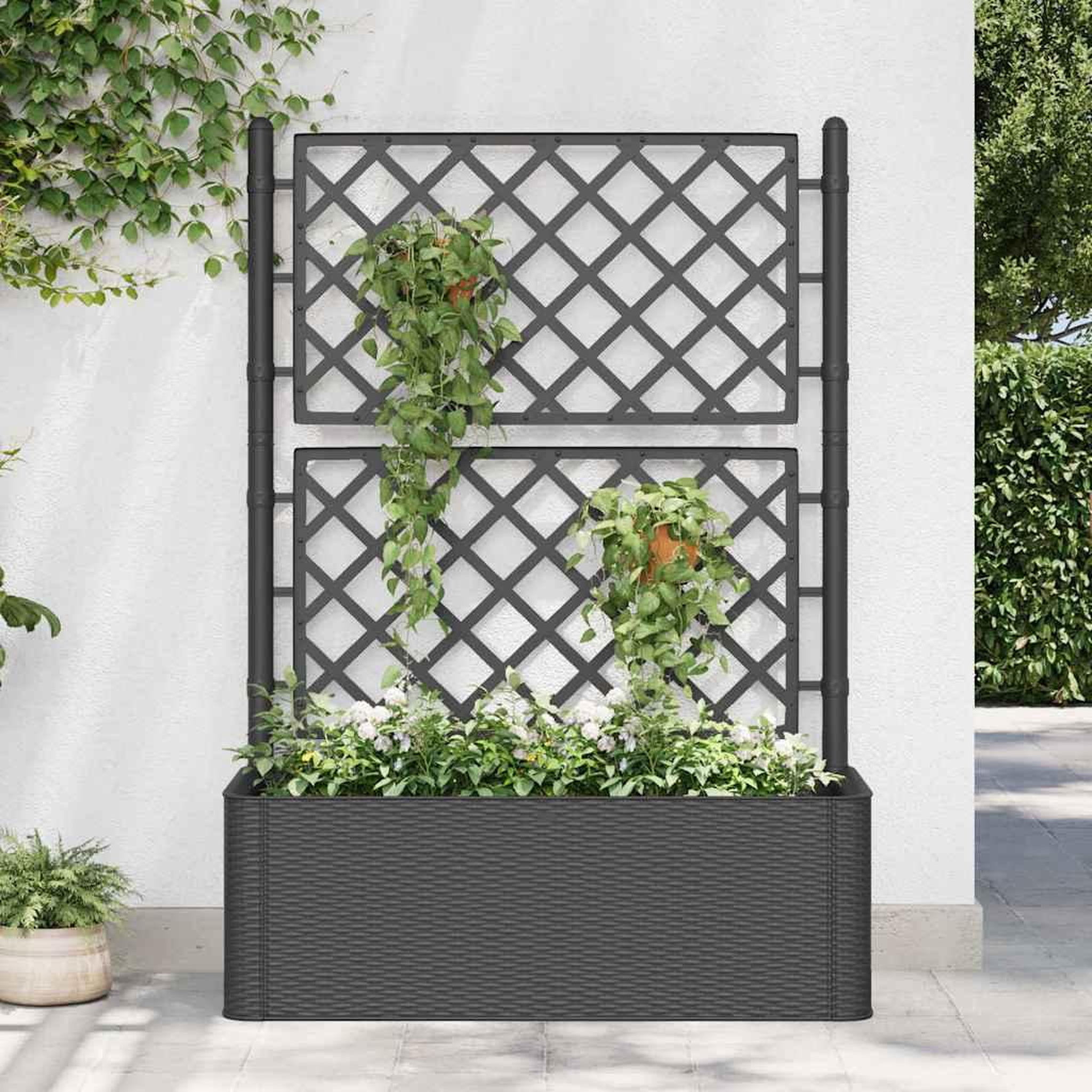 Voir la diapositive 2 : VIDAXL Lit sureleve de jardin treillis systeme d'arrosage Anthracite