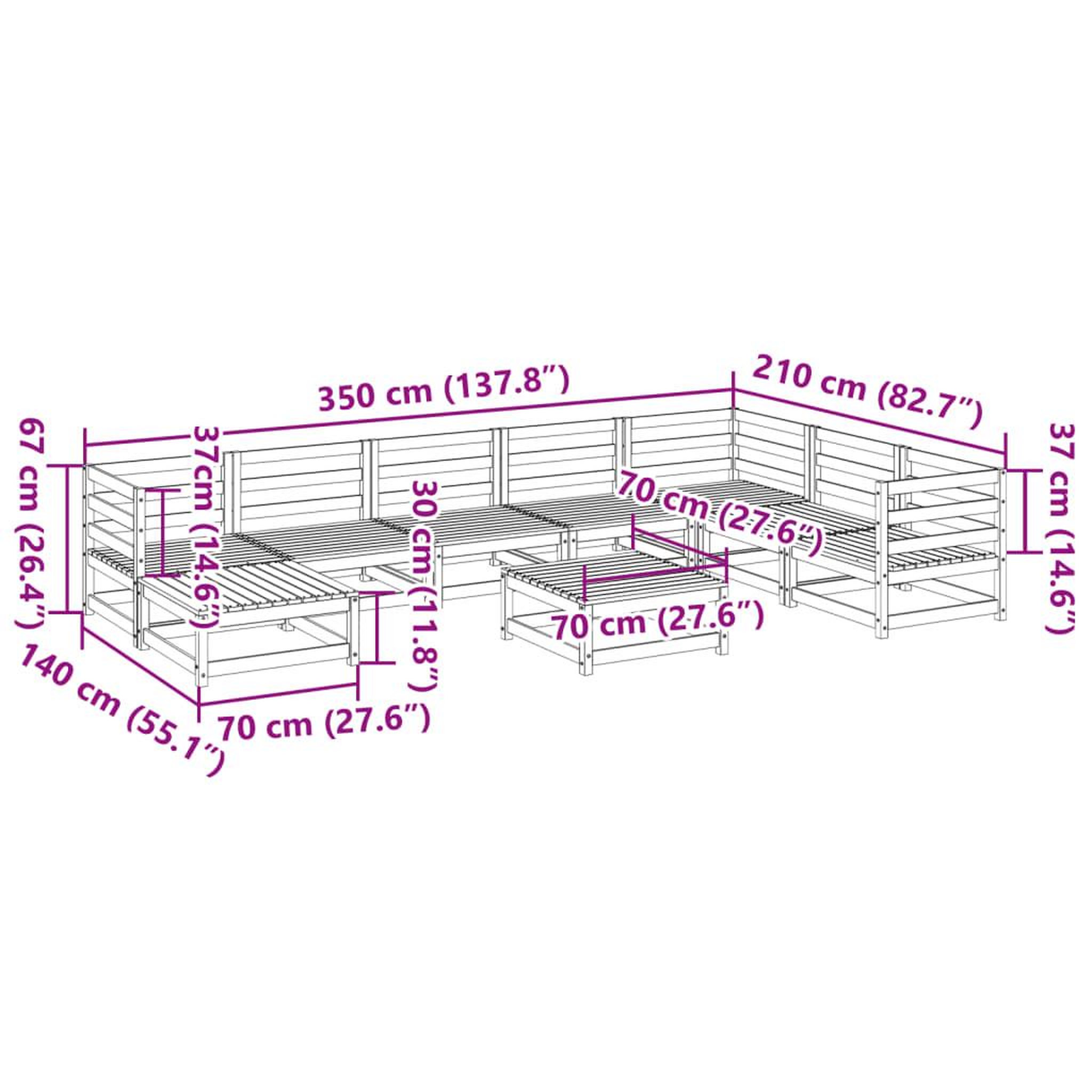 Voir la diapositive 6 : VIDAXL Salon de jardin 9 pcs bois de pin impregne
