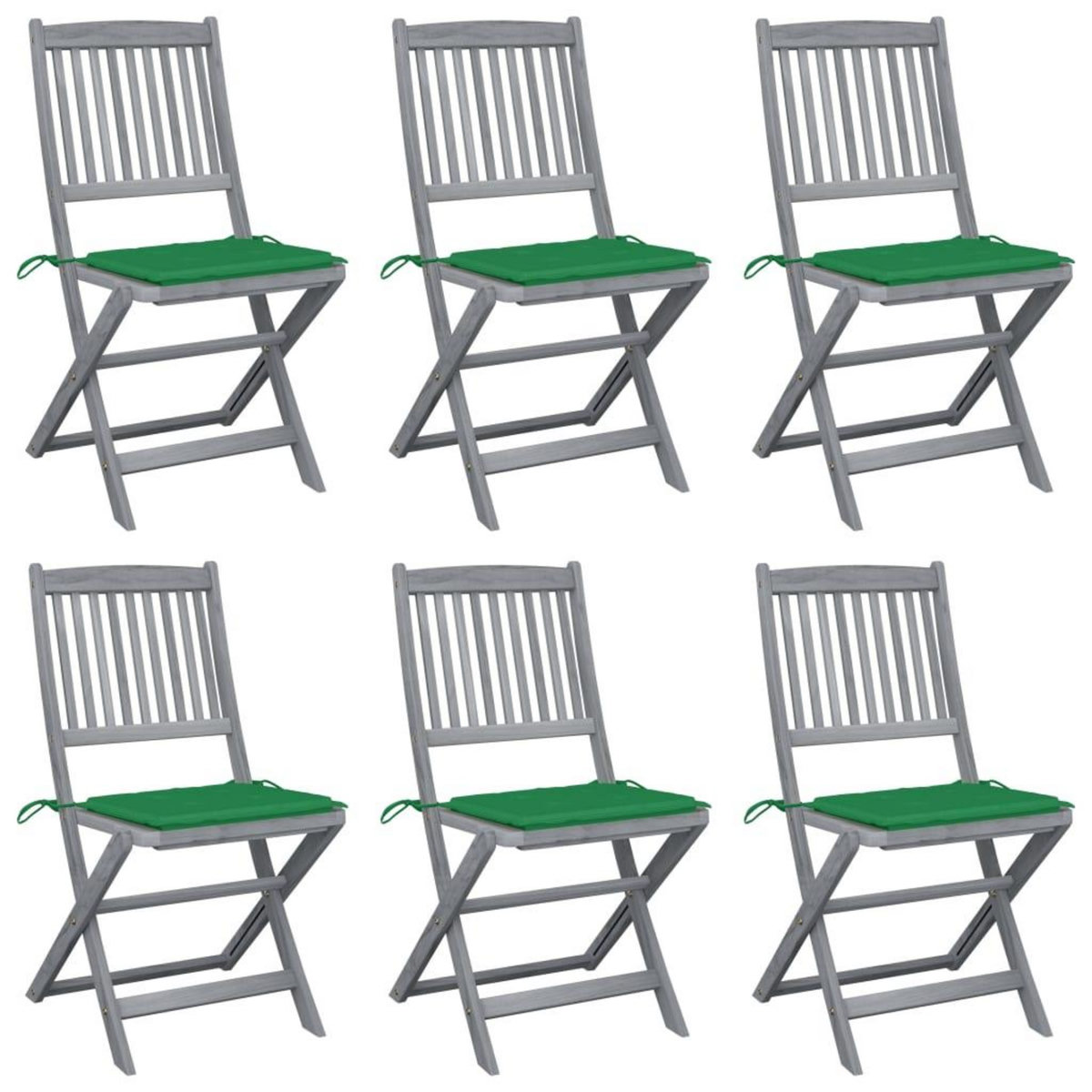 VIDAXL Chaises pliables d'exterieur lot de 6 et coussins Bois d'acacia