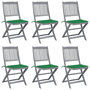 Voir la diapositive 1 : VIDAXL Chaises pliables d'exterieur lot de 6 et coussins Bois d'acacia