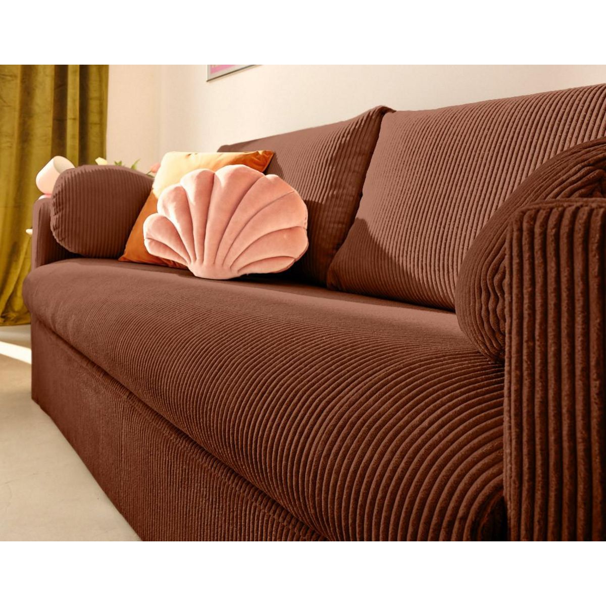 LISA DESIGN Serena - canapé droit déhoussable 3 places en velours côtelé