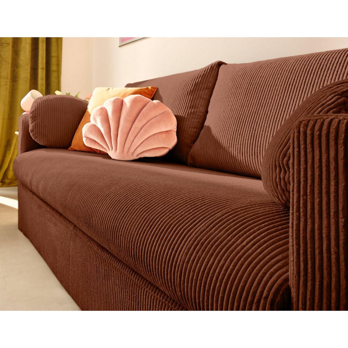 LISA DESIGN Serena - canapé droit déhoussable 3 places en velours côtelé