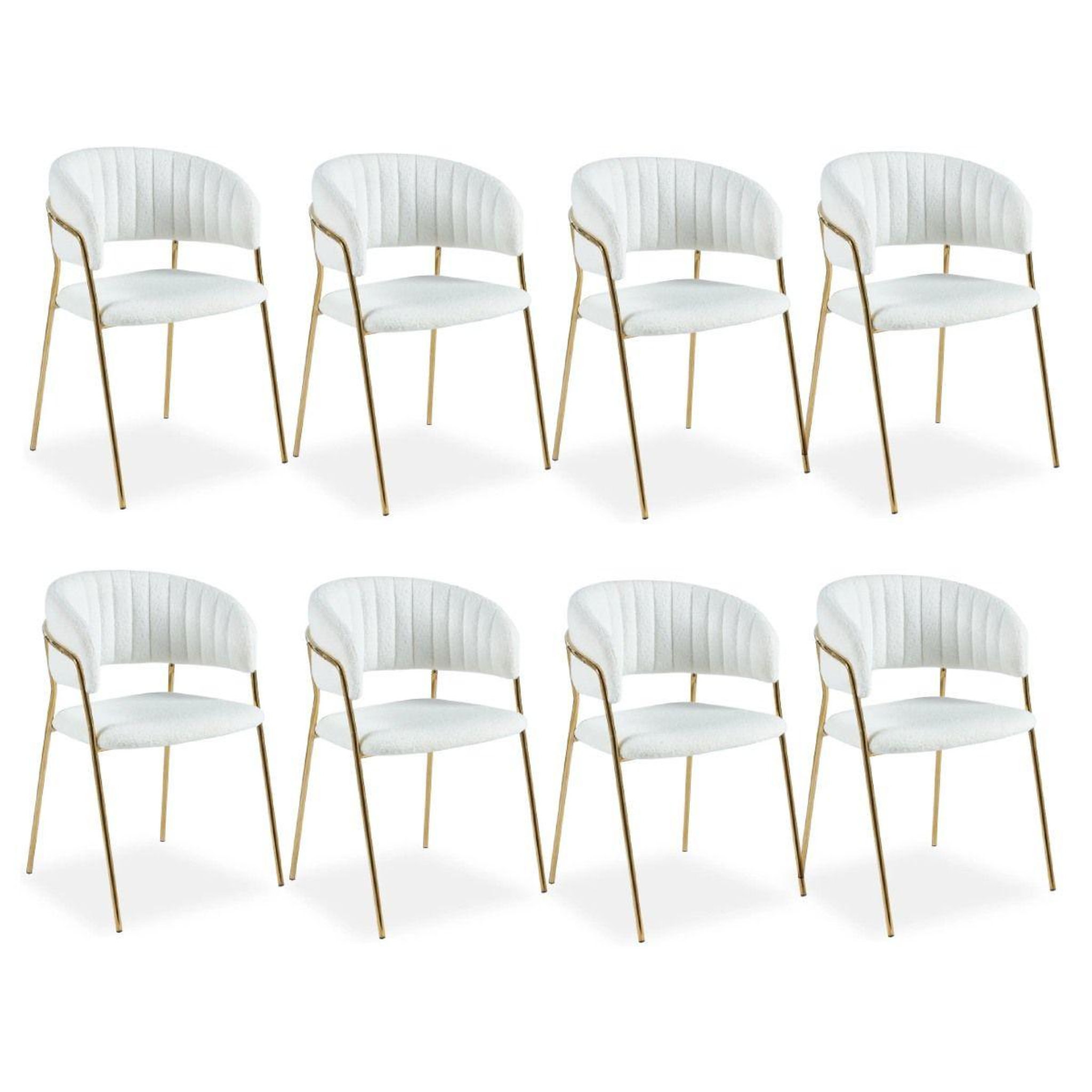 Paris Prix Lot de 8 chaises en bouclette  batora  79cm crème & or