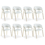Paris Prix Lot de 8 Chaises en Bouclette  Batora  79cm Crème & Or