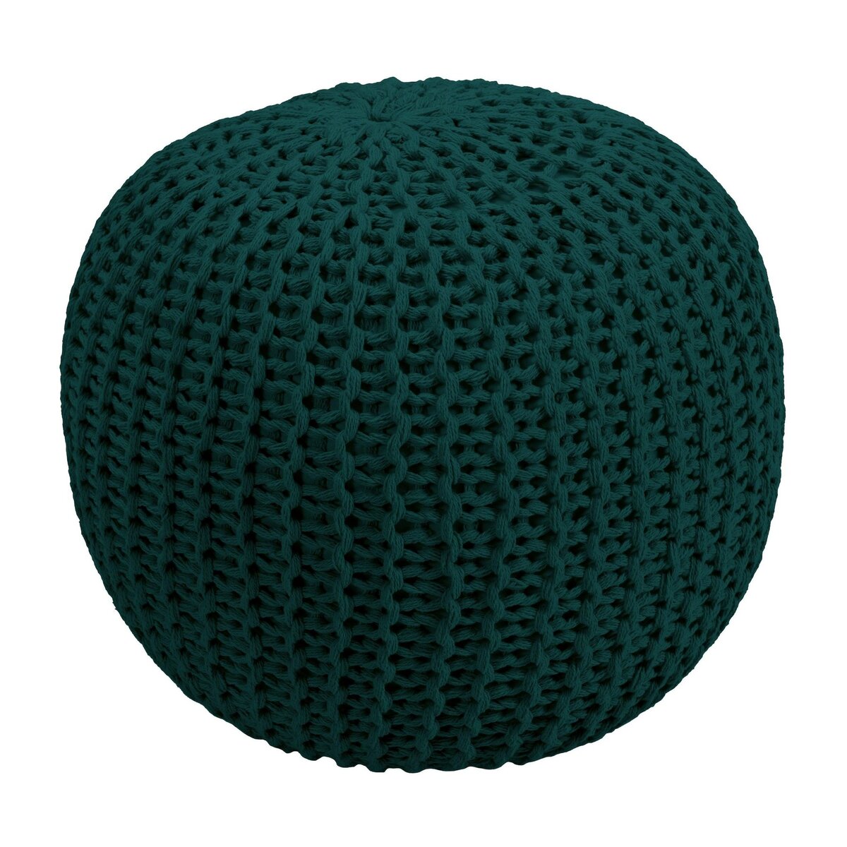 Rendez vous déco Pouf tricot rond en coton jaune moutarde D40 cm - Elisa