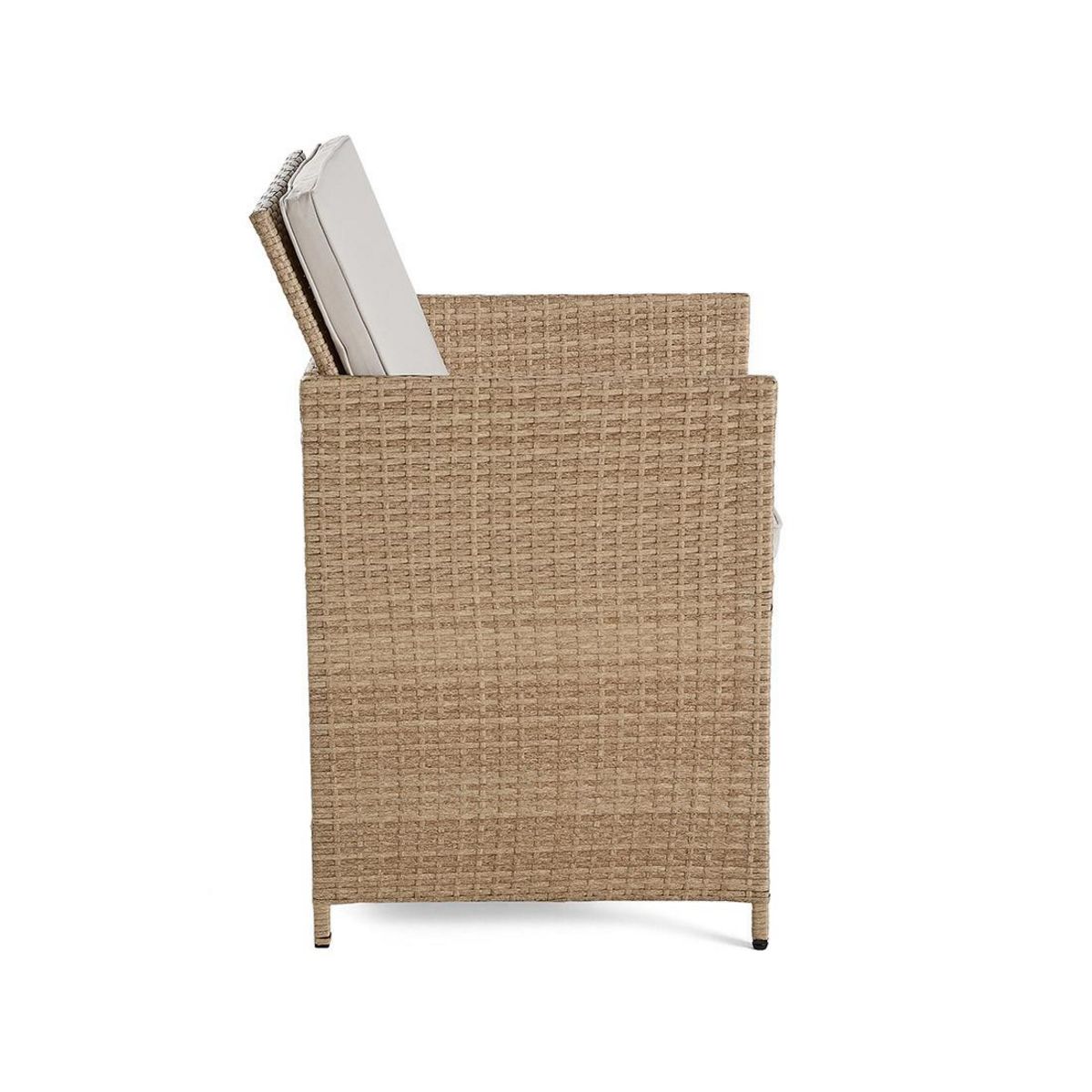 BEST MOBILIER Fira – salon de jardin encastrable en résine tressée beige - 10 places - coussins beige + housse de protection